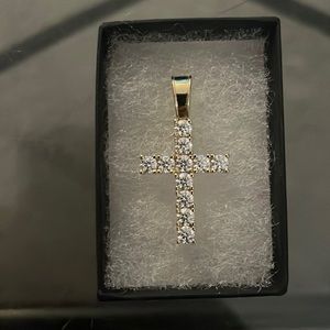 .8 ct Moissanite Diamond Cross Pendant in 10k gold finish(passes diamond tester)
